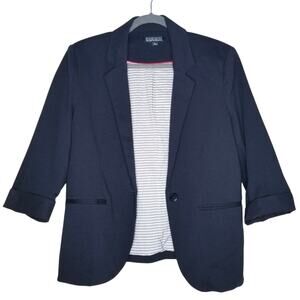 Nicole Miller Original Knit Cotton Blend Single Breasted Lined Blazer, Medium